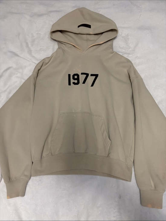 Essentials Other - Essentials Men's Hoodie in Beige with Black '1977' Printing